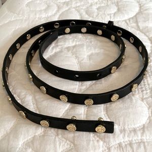 TORY BURCH LOGO black leather belt